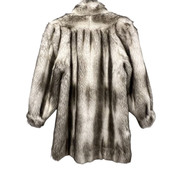 Hillmoor Faux White Fox Fur Coat, USA, White Black, M - Picture 2 of 11